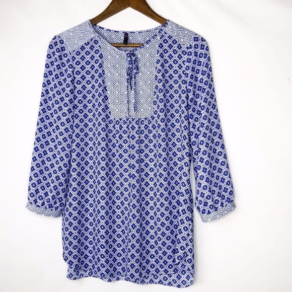 NYDJ Women's Mixed Print Peasant Blouse EUC - S - Picture 2 of 5